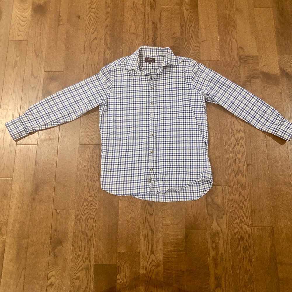 Marks & Spencer Men's Blue and White Plaid Shirt